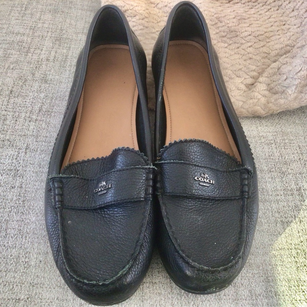 COACH Ladies Pebbled Leather Loafers Black 11 B